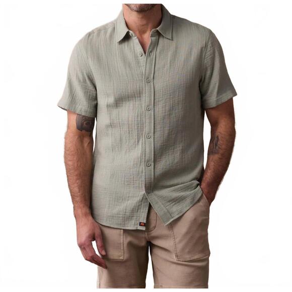 NEW THE NORMAL BRAND kalo short sleeve button up shirt in juniper